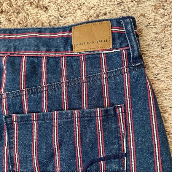 American Eagle Hi-Rise Mini‎ Super Stretch Blue Striped Denim Skirt Size 12 - Picture 12 of 16